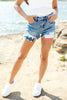 Born To Celebrate Frayed Hem Denim Shorts