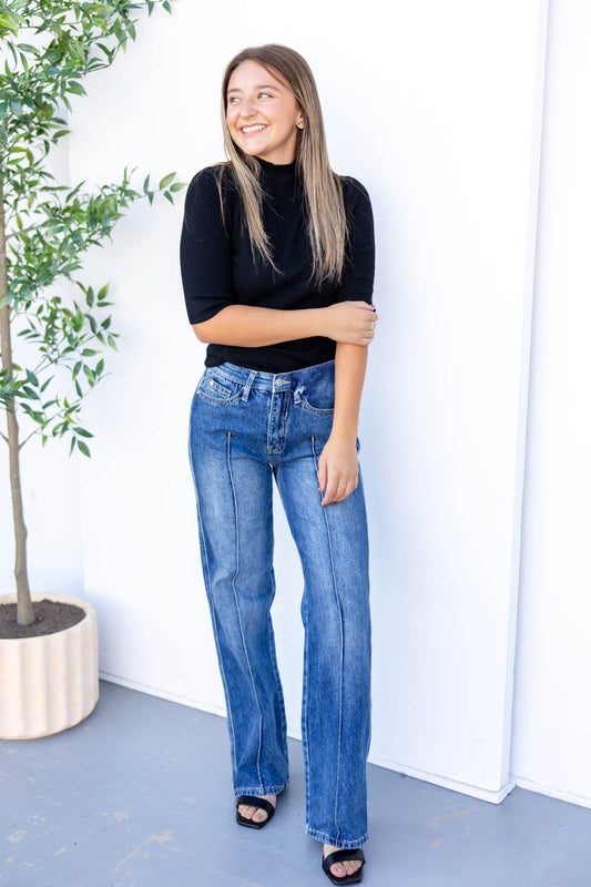 Prime Time Front Seam Straight Leg Jeans