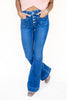 Dream Catcher Mid Rise Trouser Hem Flare Jeans