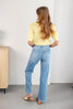 Just Bow Cute Rhinestone Wide Leg Jeans