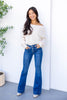 Dream Catcher Mid Rise Trouser Hem Flare Jeans