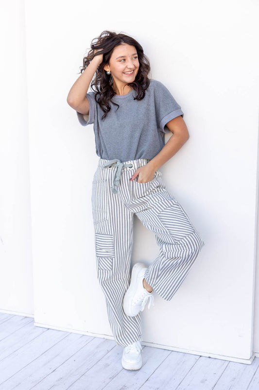 Rope Me In Relaxed Fit Stripe Pants