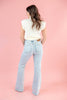 Good Vibes Only Button Fly Flare Jeans