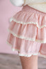 Feminine Flounce Lace Trim Tiered Skort