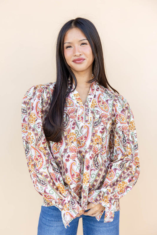 Paisley Wishes Long Sleeve Blouse