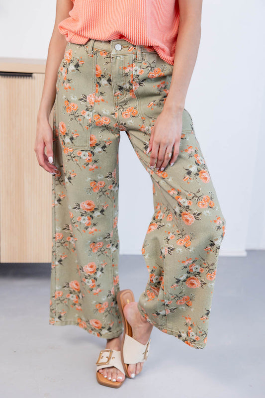 Flora Chic Floral Wide Leg Jeans