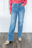 Just Bow Cute Rhinestone Wide Leg Jeans
