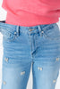 Just Bow Cute Rhinestone Wide Leg Jeans