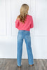 Just Bow Cute Rhinestone Wide Leg Jeans