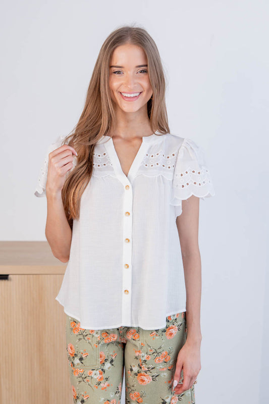 Simply Lovely Scallop Sleeve Top