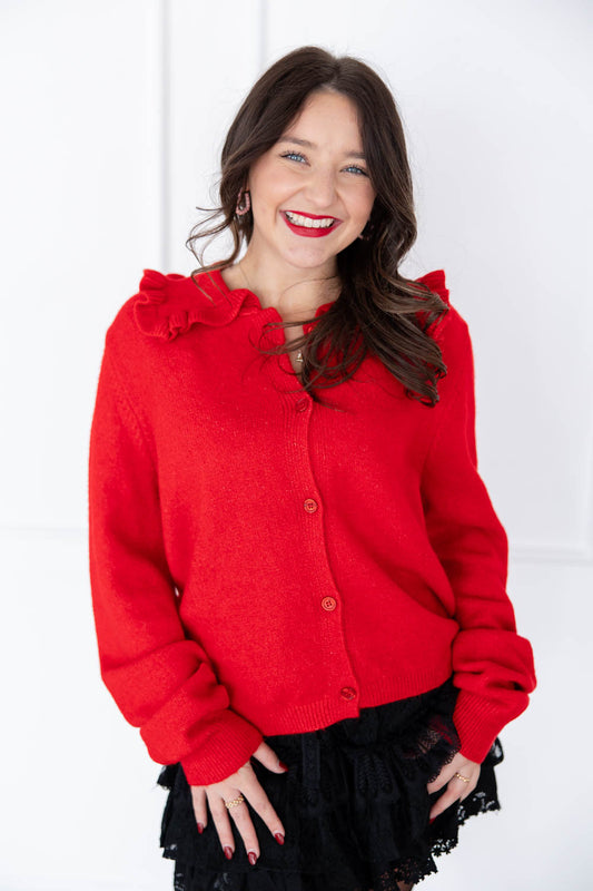 Chilly Day Darling Ruffled Cardigan