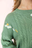 Flower Patch Embroidered Knit Sweater