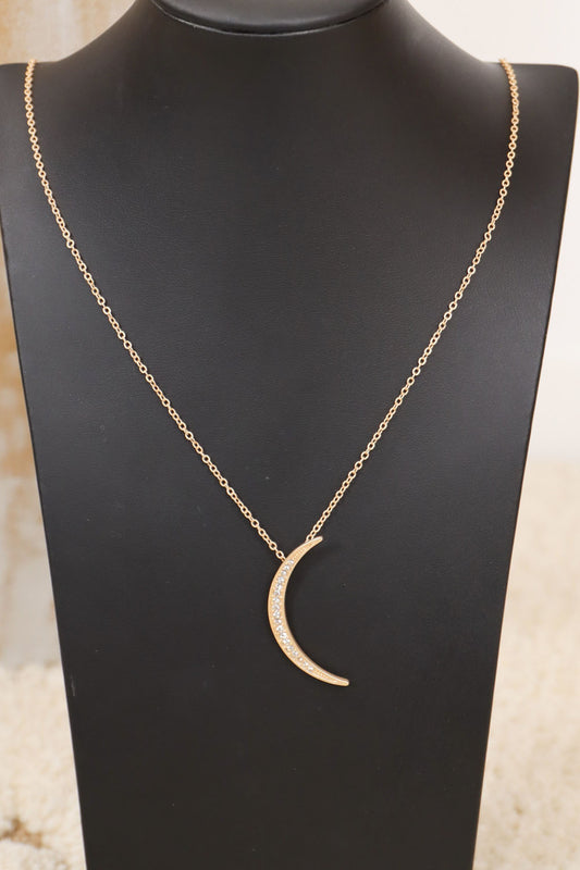 Crystal Pave Crescent Moon Necklace