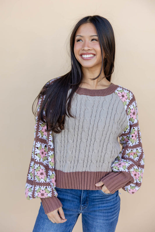 Patchwork Princess Cable Knit Sweater