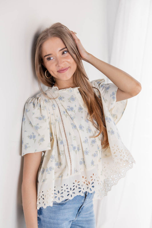 Flutter Fever Floral Print Blouse