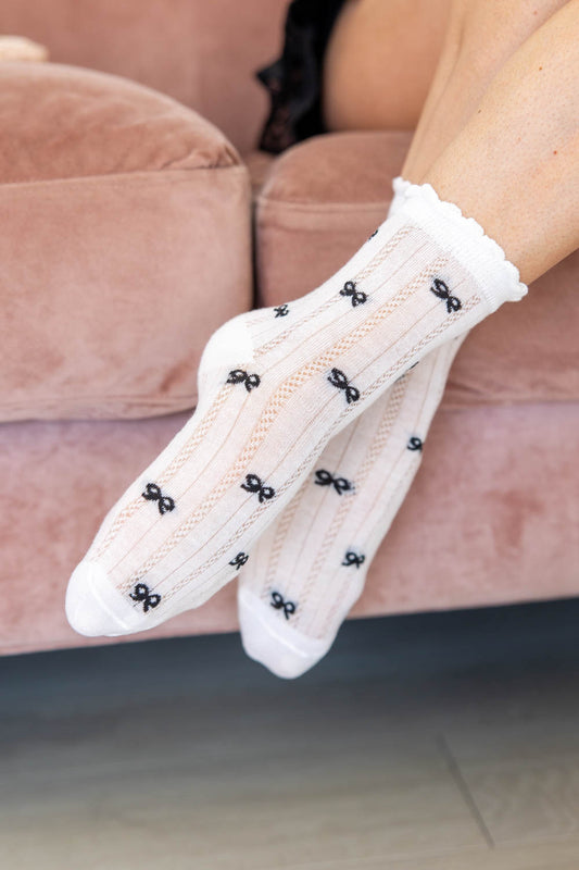 Bow So Sweet Ruffle Knit Socks