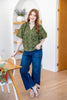 Flower Fit Puff Sleeve Corduroy Blouse