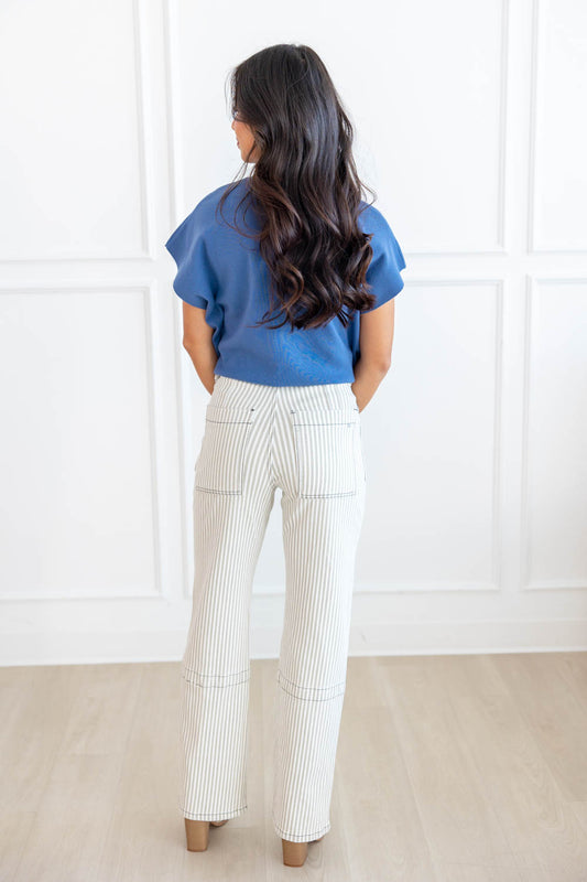 Fine Line Straight Leg Striped Jeans