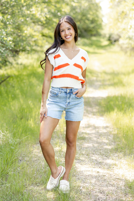 Sunburst Glow Sleeveless V-neck Top