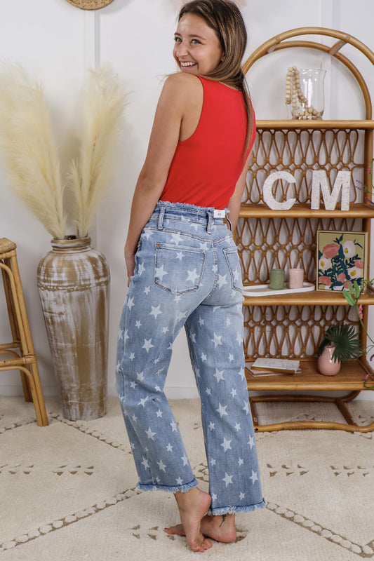 Judy Blue Reg/Plus Oh My Stars Cropped Straight Jeans
