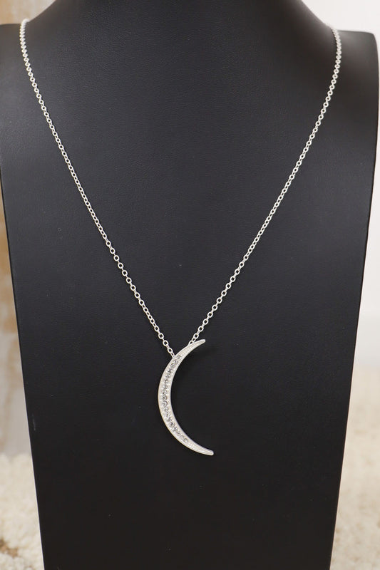 Crystal Pave Crescent Moon Necklace